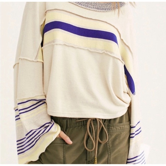 We The Free Ziggy Retro Crop‎ Stripe Long Sleeve Tee Size Med - Picture 4 of 13